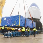 Lowering the ttransport box onto the loading rails