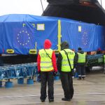 Transport boxes getting loaded
