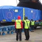Transport boxes getting loaded